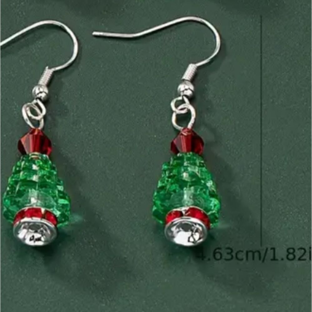 New CHRISTMAS TREE bead earrings - Picture 2 of 4